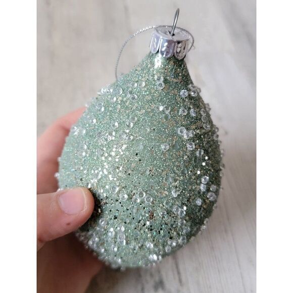 Large light blue glitter abstract ornament Xmas decor - Picture 5 of 6